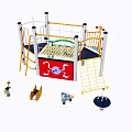 Colorful Kids Playground Equipment With Climbing Net Slide Platform And Swings