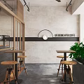 Modern Milk Tea Shop Interior With Counter And Display Case 3d model