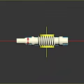 Air Conditioner Air Outlet 3D Model Featuring Blue Circular Component Yellow Ring And White Spiral