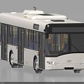 Modern White Bus With Black Windows Sleek Front Design And Roof Equipment