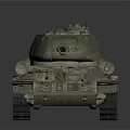 Realistic Military Tank 3D Model With Green Camouflage Turret Tracks And Cannon Barrel