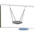 Garden Landscape Featuring Circular Swing With Wooden Support Posts And Hanging Design 3d model