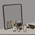 Elegant Perfume Bottles and Cosmetic Gift Boxes with Mirror Display on Table 3d model
