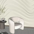 Background wall streamlined modeling wall creative background cream single person sofa cream coffee table 3d model