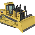 CAT Yellow Bulldozer With Heavy Duty Tracks Operator Cab And Front Blade