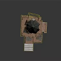 Rustic Spiked Tent Building With Wooden Steps Stone Platform And Surrounding Stones