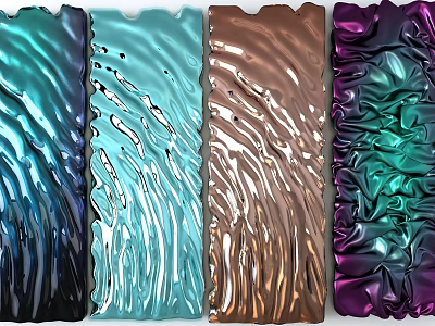 Colorful Wavy Texture Wall Decor With Glossy Surface For Home Interior 3d model