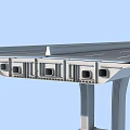 Modern Highway Viaduct Structure With Road Deck Traffic Lanes And Support Pillars 3d model