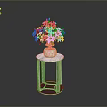 Exquisite Sculpture Carving Art On Ceramic Vase With Pink Flowers On Gold Pedestal