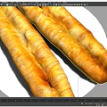Golden Crispy Fried Dough Sticks Placed On White Plate Ready To Eat 3d model