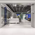 Modern Clothing Store Interior With Black Ceiling Linear Lights Curved Counter And Metal Racks