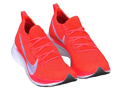 Red Nike Knit Sneakers With White Swoosh And Modern Design Features 3d model