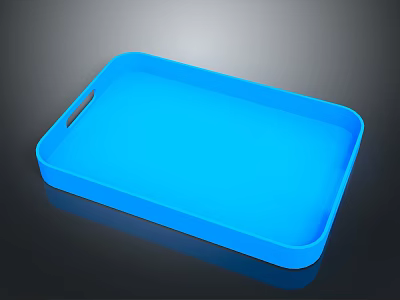 Durable Bright Blue Plastic Tray With Handle For Daily Household Use 3d model