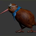 Cute Kiwi Bird With Fluffy Brown Feathers Wearing Silver Goggles And Blue Scarf