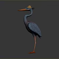 3D Stork Model Wearing Hat With Orange Beak And Orange Legs On Gray Background