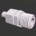 3D Rendered White Mechanical Connector Featuring Threaded End And Hexagonal Body