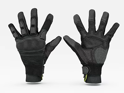 Black Sport Gloves With Anti Slip Design And Breathable Material 3d model