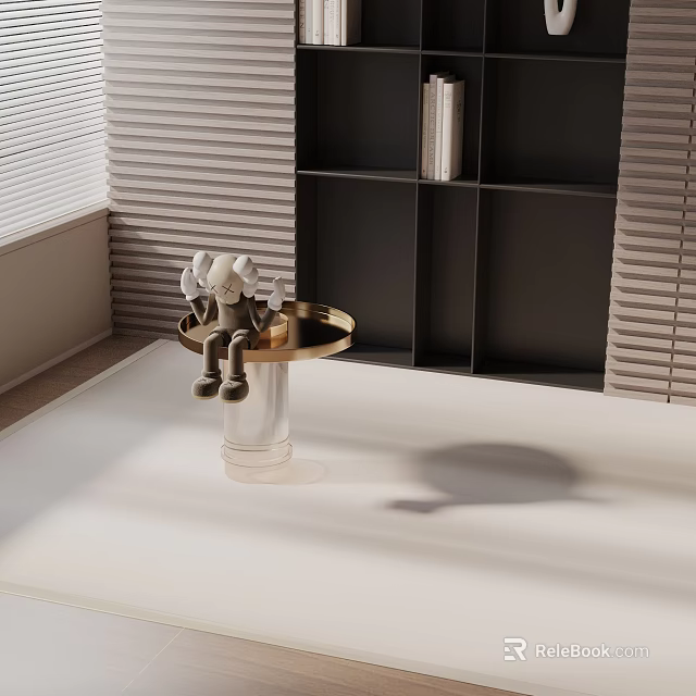 Modern Style Side Table With Gold Metal Tray Top And Transparent Acrylic Base 3d model 