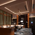 Modern Luxury KTV Room Interior With Sofa Chandelier TV Decorative Paintings And Wine Cabinet