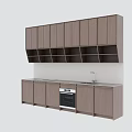 Modern Kitchen Interior With Upper Lower Cabinets Open Shelves Sink And Oven