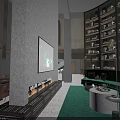 Modern Hotel Lobby Interior With Wooden Wall Green Plants Front Desk And Decorative Art