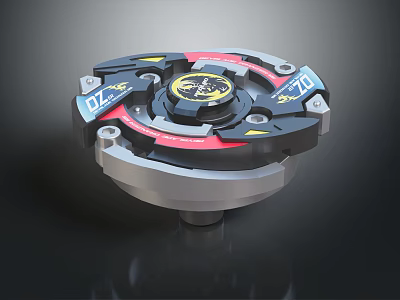 Colorful Spinning Top Play Equipment Featuring Black Red Yellow Design And Numbers 70 01 3d model