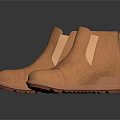 Stylish Tan Suede Ankle Boots With Wedge Heel And Side Panel Detail For Women