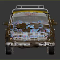 Retro Vintage Car With Yellow Roof Brown Body Roof Rack And Red Graphics