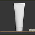 White Tube Container With Bamboo Toothbrush On Dark Reflective Surface 3d model