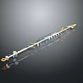 Ornate Medieval Spear Featuring Metal Arrowhead Gold Accents And Spiral Shaft Design