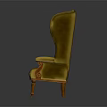 Yellow Velvet High Back Armchair With Button Tufted Design And Wooden Legs