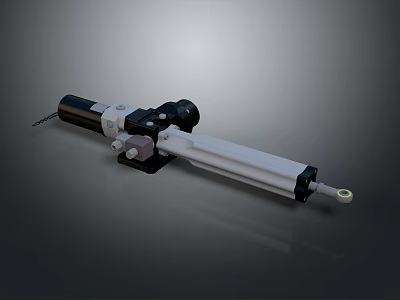 Precision Industrial Linear Actuator With White Rod And Black Motor Parts 3d model