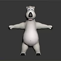 Cartoon Polar Bear Game Movie Character Standing With Arms Outstretched White Body Black Nose Paws
