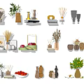 Stylish Home Decor Ornament Sets with Vases Dried Flowers Scented Diffusers and Fruit Decor