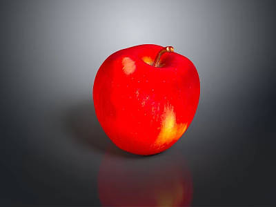 Fresh Juicy Shiny Red Apple with Smooth Surface on Dark Background and Clear Reflection 3d model