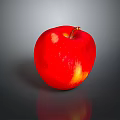 Fresh Juicy Shiny Red Apple with Smooth Surface on Dark Background and Clear Reflection