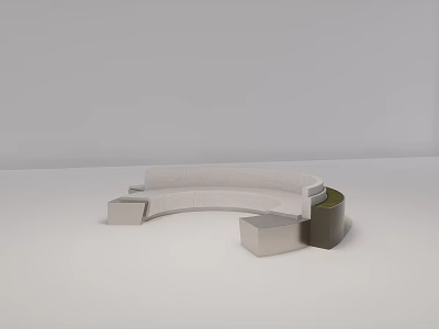 Modern Lounge Area Design With Curved Sofa Square Side Tables And Green Plant 3d model
