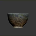 Hand Carved Ceramic Bowl Sculpture With Blue Brown Glaze And Textured Artistic Surface