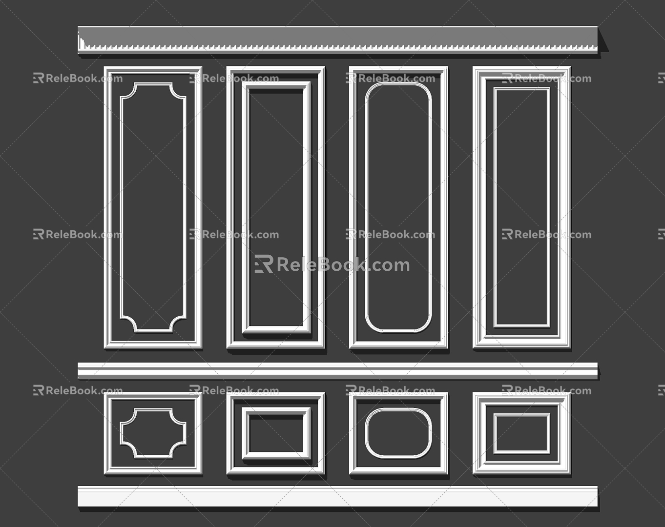 Simple European Line Wall Line Combination 3d model