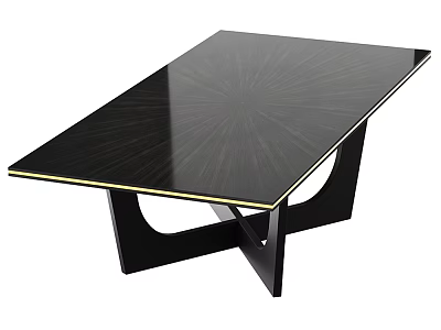 Modern Black Coffee Table With Radial Pattern Gold Trim And Geometric Base 3d model