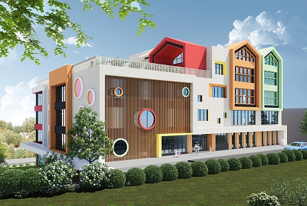 Kindergarten School Building 3d model