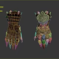 Ornate Armored Gloves With Leather Metal Spikes And Intricate Decorative Patterns