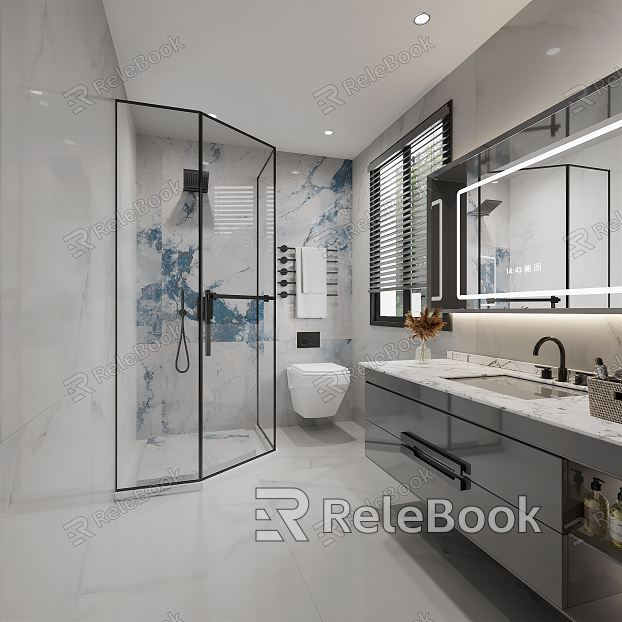 Modern Toilet Bathroom Cabinet Toilet Bath Shower model