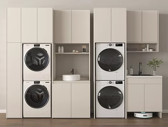 modern washing machine cabinet washer dryer sweeping robot 3d model