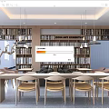 Modern Library Book Bar Book Cafe Library Bookstore Bookcase Bookshelf 3d model