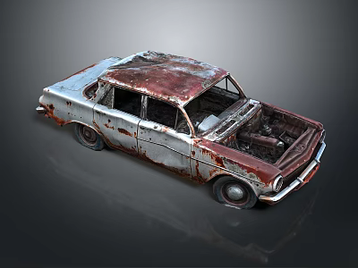 Rusty Old Vintage Car Featuring Weathered Body Classic Design And Deteriorated Exterior 3d model