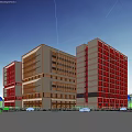 Aerial Planning of Modern Multi storey Buildings With Trees Pedestrians Road and Blue Sky