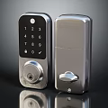 Hardware Tools Silver Digital Keypad Lock And Mechanical Knob Lock Design Set 3d model