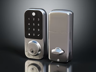 Hardware Tools Silver Digital Keypad Lock And Mechanical Knob Lock Design Set 3d model