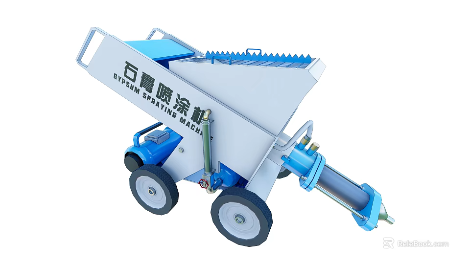 Industrial Mobile Spraying Machine With Blue White Design For Coating Applications 3d model 
